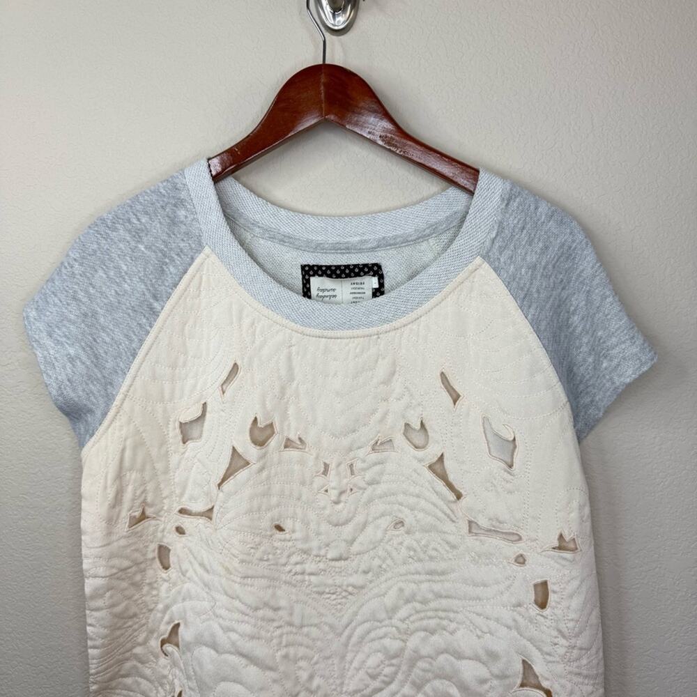 Anthropologie Cream and Gray Long Sleeve Tee - Picture 3 of 13